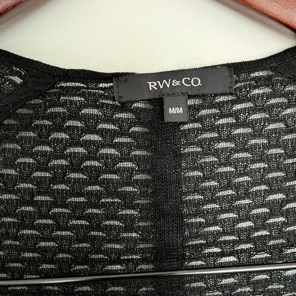 RW&CO Black Open Knit Cardigan SIZE medium - Picture 3 of 4